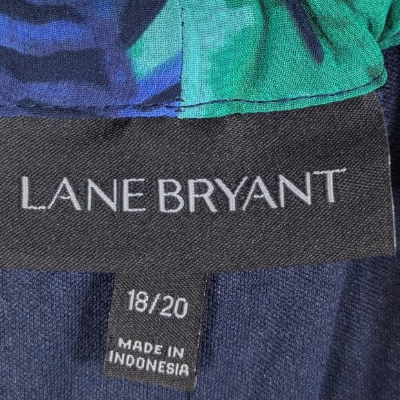 Lane Bryant 18/20 Tropical Blue Green Handkerchief Hem Sleeveless Dress Plus - Picture 3 of 4